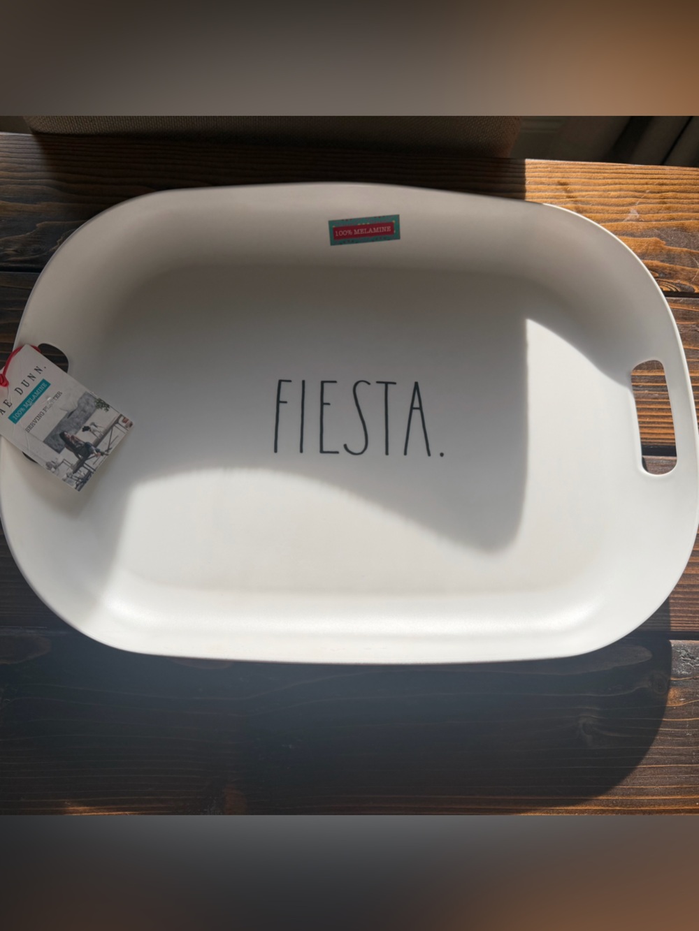 NEW Rae Dunn White Melanine Fiesta Serving Tray Dual Handle Platter NWT